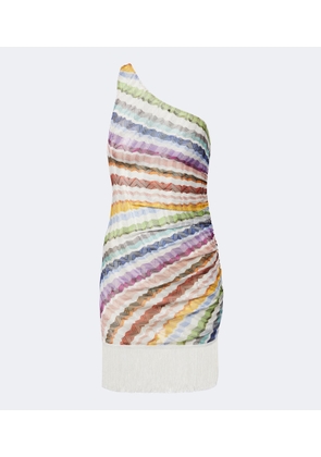Missoni Chevron fringed one-shoulder beach dress