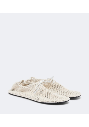 Christen Mandala crochet leather-trimmed flats