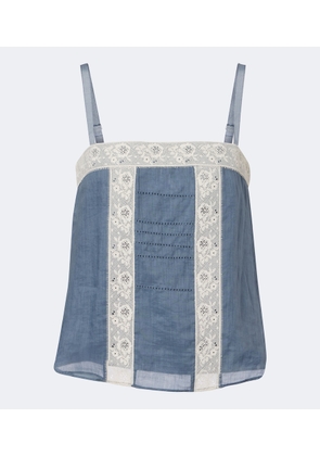 Veronica Beard Olivana lace-trimmed ramie top