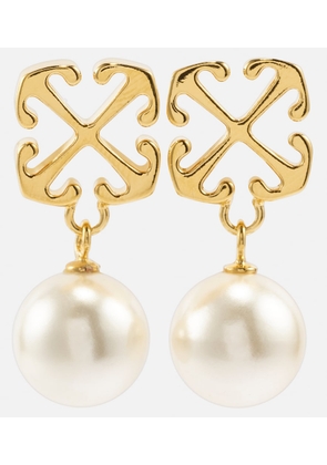 Off-White Arrows faux pearl drop earrings