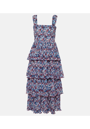 Ganni Floral pleated georgette midi dress