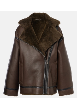 Nour Hammour Jacqueline shearling-trimmed leather jacket