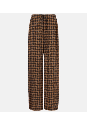 Dries Van Noten Houndstooth satin straight pants