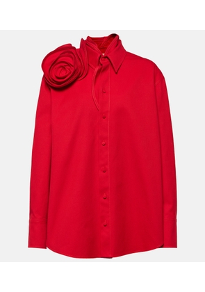 Valentino Floral-applique oversized cotton shirt