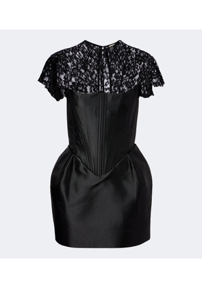 De La Vali Catalina satin and lace bustier minidress