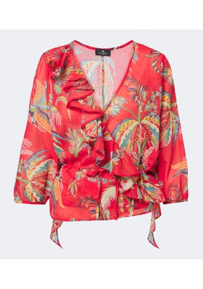 Etro Floral cotton wrap top