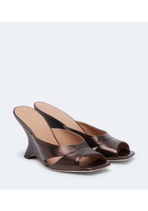 Malone Souliers Lourdes metallic leather wedge mules