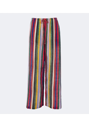 Staud Mateo striped cotton wide-leg pants
