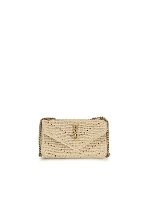 Saint Laurent Beige Raffia Shoulder Bag