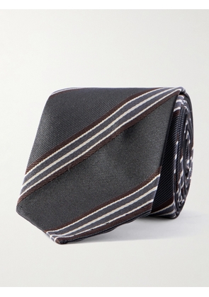 Lardini - 5.5cm Striped Silk-Gabardine Tie - Men - Black