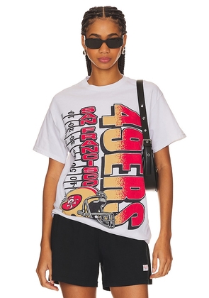 Junk Food 49ers Yardage Tee in White. Size S. Also in XS, M, L, XL/1X.