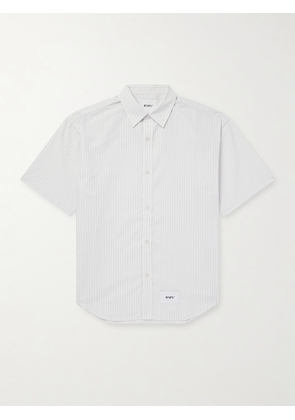 WTAPS - Logo-Appliquéd Striped Poplin Shirt - Men - Gray - S