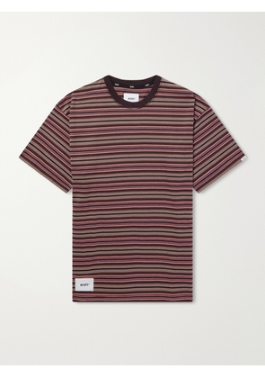 WTAPS - Logo-Appliquéd Striped Cotton-Jersey T-Shirt - Men - Brown - S