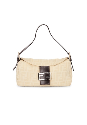 FWRD Renew Fendi Zucca Baguette Shoulder Bag in White.