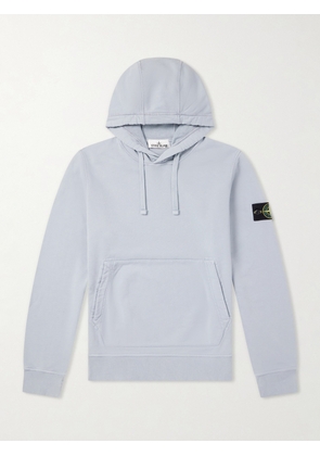Stone Island - Logo-Appliquéd Garment-Dyed Cotton-Fleece Hoodie - Men - Gray - S