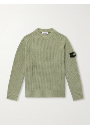 Stone Island - Logo-Appliquéd Ribbed Cotton-Bouclé Sweater - Men - Green - S