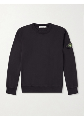 Stone Island - Logo-Appliquéd Garment-Dyed Cotton-Fleece Sweatshirt - Men - Black - S