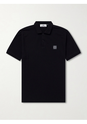 Stone Island - Logo-Appliquéd Cotton-Piqué Polo Shirt - Men - Black - S