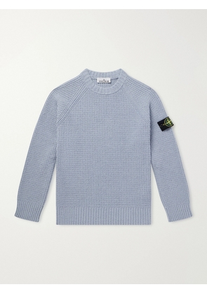 Stone Island - Logo-Appliquéd Ribbed Cotton-Blend Sweater - Men - Blue - S