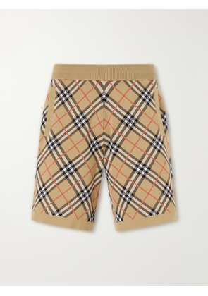Burberry - Straight-Leg Knitted Checked Cotton-Blend Shorts - Men - Neutrals - S