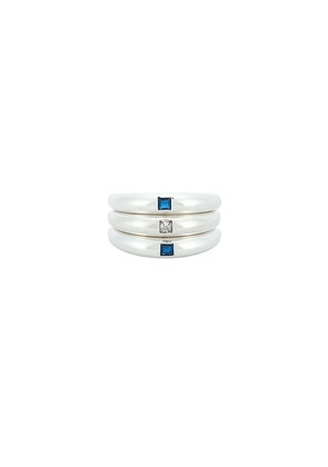 MEGA Gypsy Blue Stacked Ring in Metallic Silver. Size 6. Also in 7, 8.