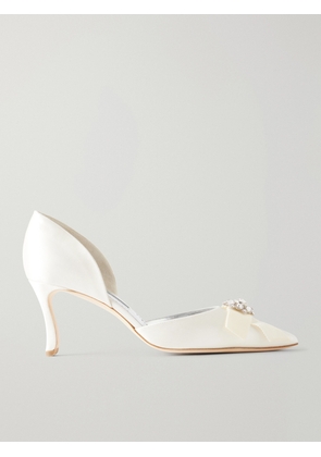 Manolo Blahnik - Apidosa 70 Embellished Satin Pumps - White - IT36,IT36.5,IT37,IT37.5,IT38,IT38.5,IT39,IT39.5,IT40,IT40.5,IT41,IT41.5,IT42