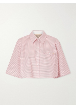 Valentino Garavani - Vlogo-embellished Cropped Checked Cotton Shirt - Pink - IT36,IT38,IT40,IT42,IT44,IT46