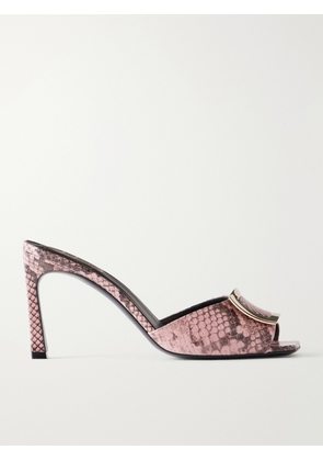 Roger Vivier - Trompette 85 Embellished Snake-effect Leather Mules - Animal Print - IT36,IT36.5,IT37,IT37.5,IT38,IT38.5,IT39,IT39.5,IT40,IT40.5,IT41,IT41.5,IT42