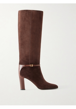 Valentino Garavani - Pattie 85 Buckle-detail Suede Knee Boots - Brown - IT36,IT36.5,IT37,IT37.5,IT38,IT38.5,IT39,IT39.5,IT40,IT41,IT42