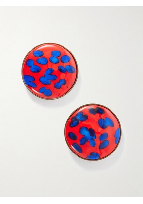 Dries Van Noten - Gold-tone Enamel And Brass Earrings - Red - One size