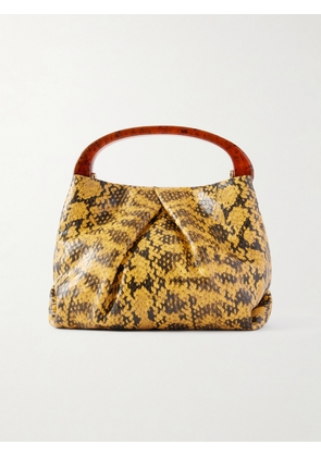 Dries Van Noten - Snake-effect Leather Clutch - Yellow - One size