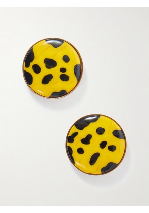 Dries Van Noten - Gold-tone Enamel And Brass Earrings - Orange - One size