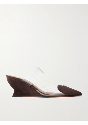 Alaïa - Le Coeur 60 Suede And Pvc Wedge Mules - Brown - IT36,IT37,IT38,IT39,IT40,IT41,IT42