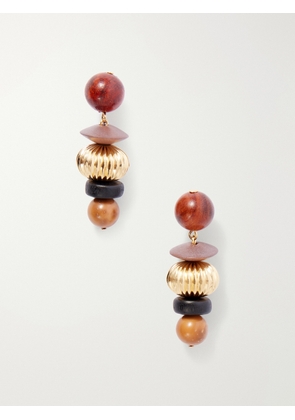 Jennifer Behr - Lavon Gold-tone Bead-embellished Earrings - Brown - One size