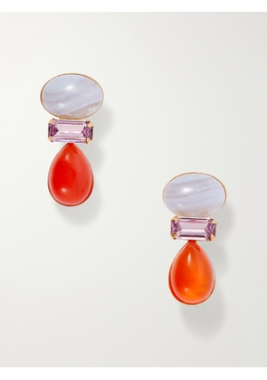 Jennifer Behr - Talia Gold-tone Carnelian And Agate-embellished Earrings - Red - One size