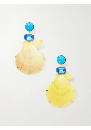 Jennifer Behr - Safira Gold-tone Turquoise And Crystal-embellished Seashell Earrings - Yellow - One size