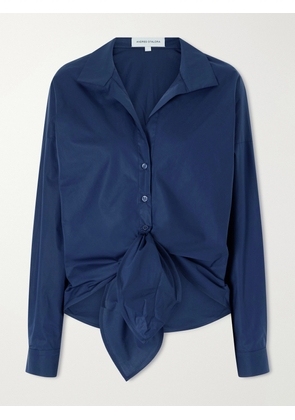 Andres Otalora - Dalila Knotted Cotton-poplin Blouse - Blue - US0,US2,US4,US6,US8,US10