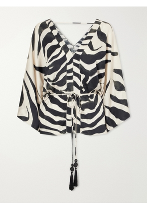 Andres Otalora - Desierto Vivo Printed Georgette Blouse - White - x small,small,medium,large,x large