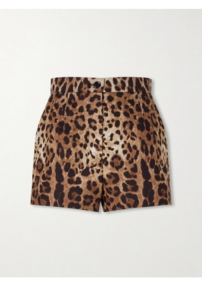 Dolce & Gabbana - Leopard-print High-rise Cotton Shorts - Animal Print - IT36,IT38,IT40,IT42,IT44