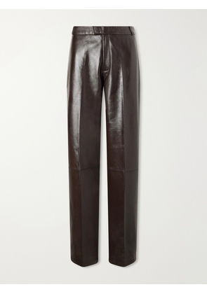 ARMA - Palermo Leather Straight-leg Pants - Brown - EU 32,EU 34,EU 36,EU 38,EU 40,EU 42