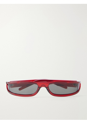 Rick Owens - Wrap Around Acetate Sunglasses - Red - One size