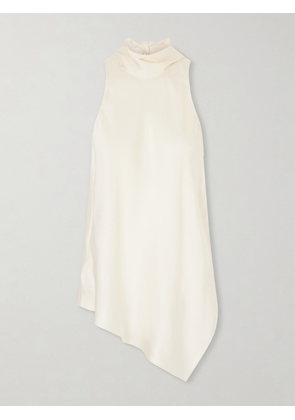 Brunello Cucinelli - Scarf-detailed Silk-satin Turtleneck Blouse - White - xx small,x small,small,medium,large,x large