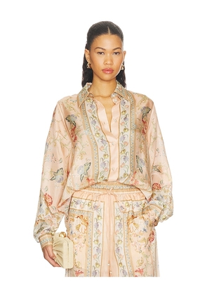 Zimmermann Roselight Relaxed Shirt in Pink. Size 1/S. Also in 2/M, 3/L, 4/XL.