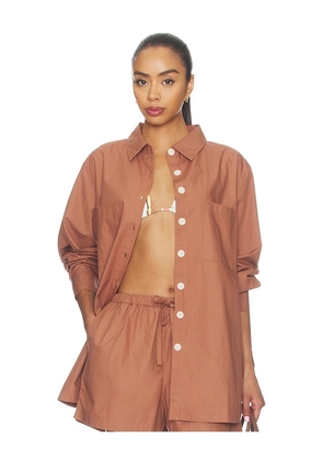 vitamin A Nadia Shirt in Brown. Size XXS. Also in XS, S, M, L.