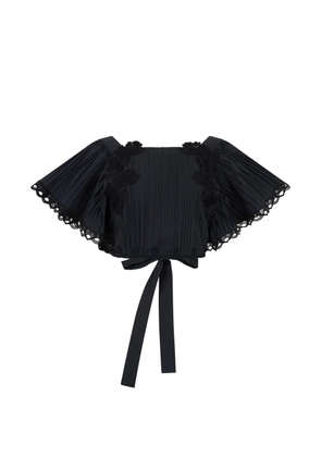 Alberta Ferretti pleated floral-appliqué top - Black