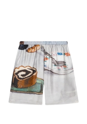 Nanushka Anne graphic-print elasticated shorts - White