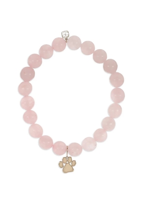 Sydney Evan rose quartz paw charm bracelet - Pink