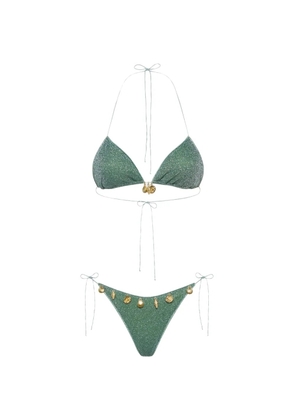 Oséree shell-embellished glitter bikini - Green