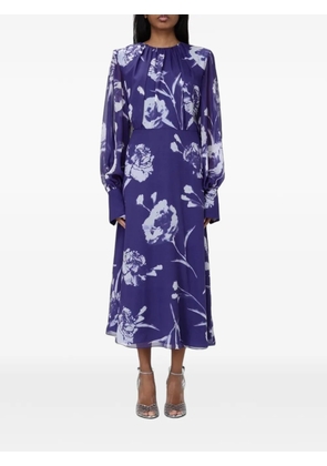 ERDEM long-sleeve floral-print midi dress - Purple