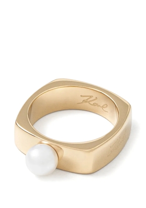 Karl Lagerfeld pearl-embellished square ring - Gold